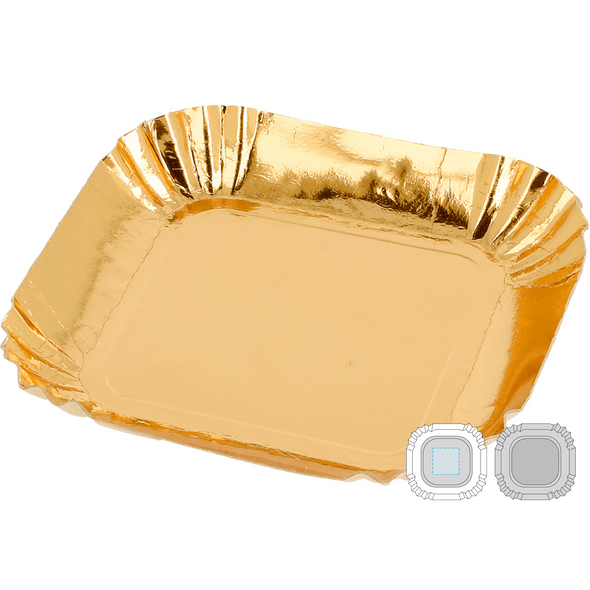 Mini Golden Rectangular Pastry Tray Card